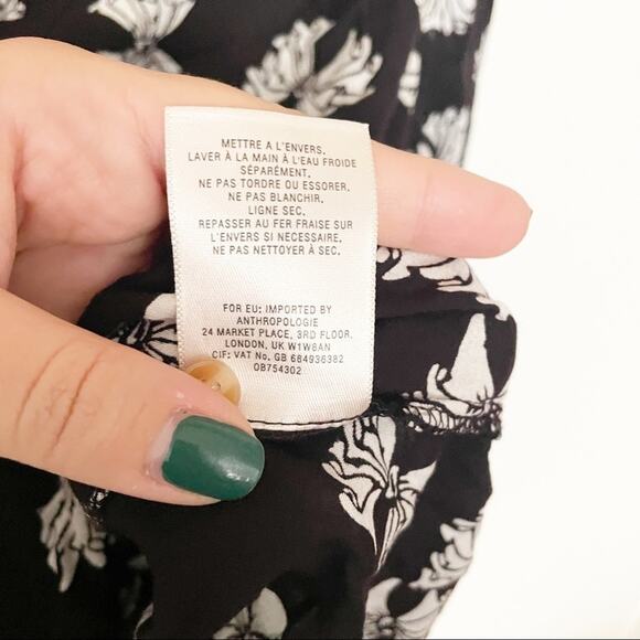 Maeve by Anthropologie Black & White Floral Print Emory Bow Blouse Size 2 - Picture 7 of 8